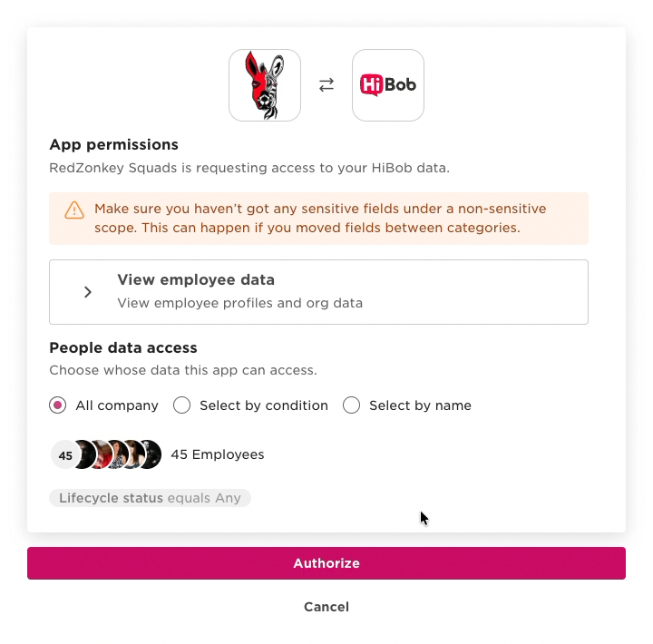 Bob marketplace consent screen
